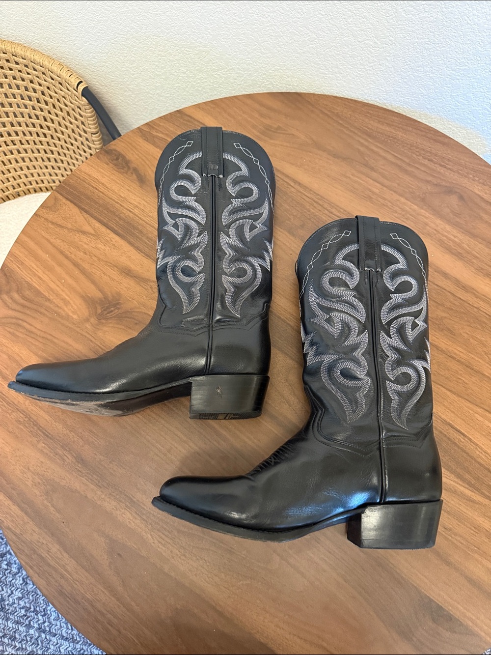 Dan Post- Black Embroidered Leather Cowboy Boots - Men - Picture 6 of 8